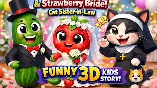 Cucumber Groom & Strawberry Bride | Cat Sister-in-Law | Funny 3D Kids Wedding Story 