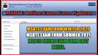 MSBTE Exam Form Winter 2020 Latest Updates & Msbte Online Exam Form Summer 2021 Last Date In Hindi.