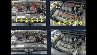 Расположение цилиндров в порядке работы двигателя Ford 3.0L (ряд 1 и ряд 2)