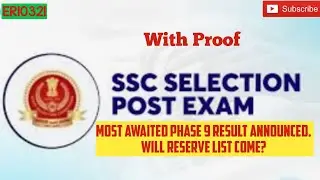 Most Awaited Selection Post Phase 9 MTS ResultAnnounced.Will Reserve List Come?#ssc#sscselectionpost