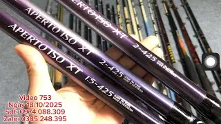 Video 753. Cần iso dây trong, cần khúc câu biển, sông hồ. NFT, Shimano, Daiwa Kervla. 0974.088.309