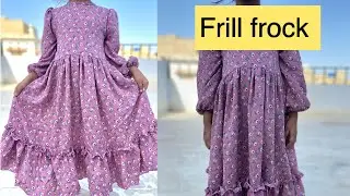 Long/ maxi/ frill/ ruffle/ Korean style Frock Cutting & Stitching | 4 years girl long frock