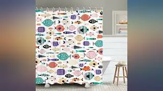 RosieLily Colorful Fishes Shower Curtain, Kids Shower Curtains Set with 12 Hooks, review