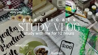 12 hours study vlog💌5:00 am productive routine,study with me for finals,pomodoro sessions,practicals