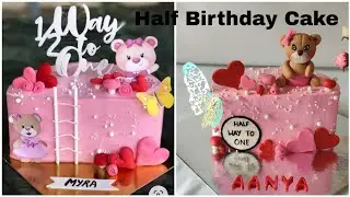Cute 6 Month Birthday Cake for baby girl.. Half Birthday Cake design