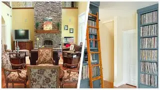 75 Medium Tone Wood Floor Family Room With Yellow Walls Design Ideas You'll Love 🔴