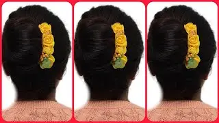Easy! Clutcher Bun Hairstyle for Medium Hair Using French Hair Pin Hair Accessories / Stylish Bun!