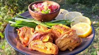 Silent Nature Cooking | Chicken & Zucchini Skewers with Sunset View in the Forest