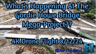 What's Happening At The Gordie Howe Bridge Mega-Project? | 4k Drone Flight of Project | 8/12/24