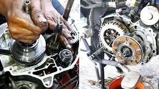 the process of opening a Honda 125 cc PGM FI engine