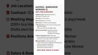 #AUSTRIA#warehouse#worker#100% #visa#guarantee