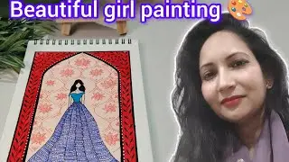 Modern girl with jharokha 💃 I beautiful traditional art ideas |Madhubani painting ideas 