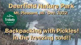 Backpacking in Deerfield Nature Park in Mount Pleasant, MI with Pickles in the freezing cold!!