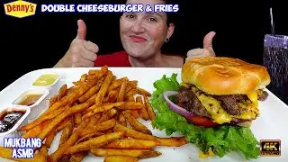 ASMR | DENNY'S DOUBLE CHEESEBURGER & FRIES | MUKBANG EATING SHOW