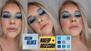 MAKEUP OBSESSION OCEAN BLUES EYESHADOW PALETTE - TUTORIAL, REVIEW & SWATCHES - ONLY &pound;5 | AMBER HOWE