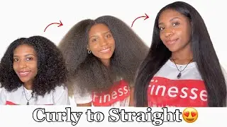 How To Straighten Thick Curly Hair With No Heat Damage || 3 Years Length Check
