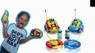 Aj plays with his Prextex Pack of 2 Cartoon Race Car R/C