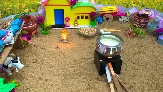 Miniature Cooking Milk Boiling New Home | Mini Foods | Pretty Mini Foods