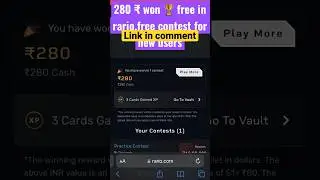 280 ₹Won in first free contest of rario .can withdraw when it gets 25$ #rariod3club #rario