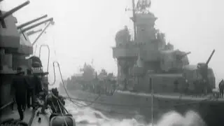 USS Russell (DD-414) refueling from USS Pennsylvania (BB-38), August 4, 1943 -Footage