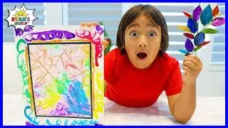 How to Make DIY Coloring Leaf Rubbing Art with Ryan's World!!!