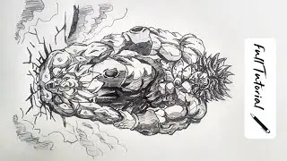 How to draw : Broly Tortures Goku  💚🖤🔥 Full tutorial 