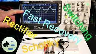 Breadboard diodes rectifier, switching, fast recovery and schotky