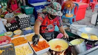 Fried Vietnamese Savory Crepe in Thailand, Amazing Asian Street Food.