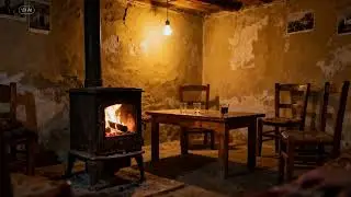 POV: Sitting by a Wood Stove in a Closed Anatolian Village Room at Night