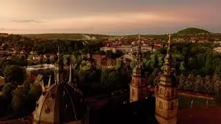 Fulda im Sonnenuntergang - Stockfootage Luftaufnahmen Aerial 4K