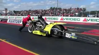 Peter Svensson Billet Racing Top Fuel Bike Mantorp Park 2010 run 1/8 mile in 4.07 sec