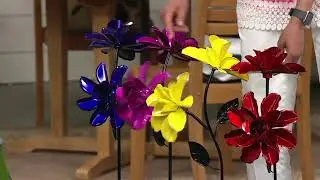 Spinning Double Rose Flower Stake by Exhart on QVC