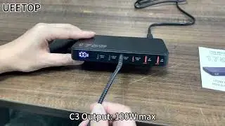 Ueetop 175W GaN USB C Charger LED Display 6-Port Desktop Charger Typ