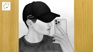 Как нарисовать мальчика, делающего селфи, шаг за шагом | iPhone 13 pro max | Мальчик, рисующий с ...