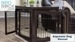 BIRDROCK HOME Decorative Dog Kennel with Pet Bed for Small Dogs - Espresso