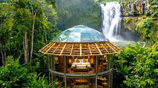 Building the Most COZY Bamboo Dream House Next to a GIANT Waterfall