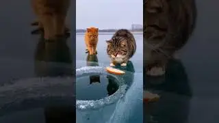 Why Did This Cat Bring Bread to a Frozen Lake Find Out Now #cats #winter #viral
