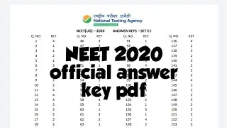 NEET 2020 official answer key pdf provided by NTA || NEET 2020 Answer key pdf || Neet 2020 answers