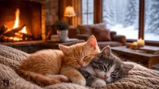Cozy Fireplace with Sleeping Cats | Ultimate Relaxation ASMR