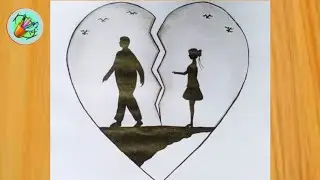How to Draw relationship break up in a Broken heart || Pencil Sketch Drawing