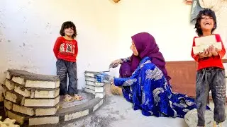 Grandmother's art and effort in building a fireplace: A warm hut for an orphan girl