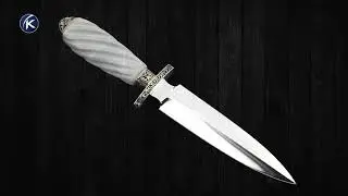 Buster Warensk Custom Knife Carved Marble Dagger Engraved by Julie Warenski with 24KT Gold