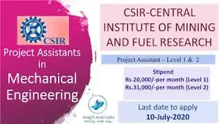 CSIR Recruitment - (Project Assistant level 1 &2 )