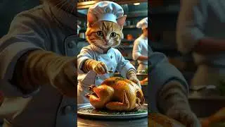 Chef Cat Prepares Perfect Roast Chicken 🐱🍗  #shortsfeed #cat