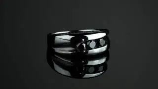 Men's 3/4 TCW Channel-Set Black Diamond Ring In Platinum Over Sterling Silver