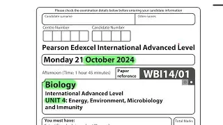 A level | Biology | Unit 4 | October 2024 | Pearson Edexcel |