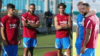 Memphis Depay trains with Bar&ccedil;a for the first time ahead of Barcelona vs Gimnastic, Pre-Season