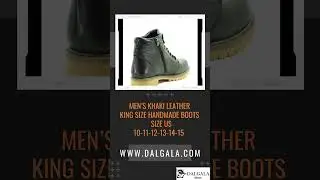 Khaki Calf Leather Men's Handmade King Size Boots