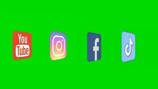 social media icons green screen animation effects | chroma key social media icon Rotate effects