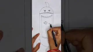 Folding drawing big shark with small fish in her mouth #ytshorts #shorts #drawing